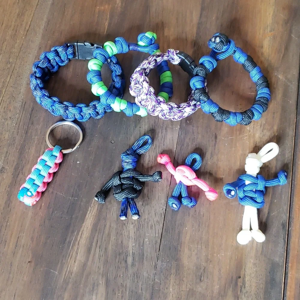 Bundle Handmade Paracord Woven Bracelets Keychains